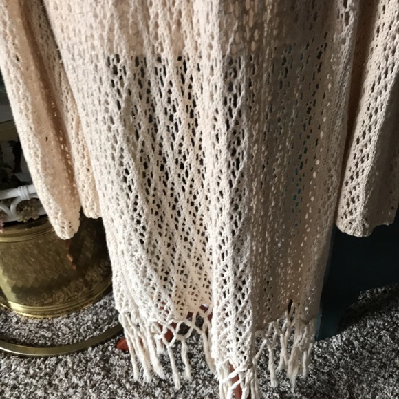 Bohemian Crocheted Cardigan Open Front Stunning Eggshell FINAL SALE - Picture 11 of 15